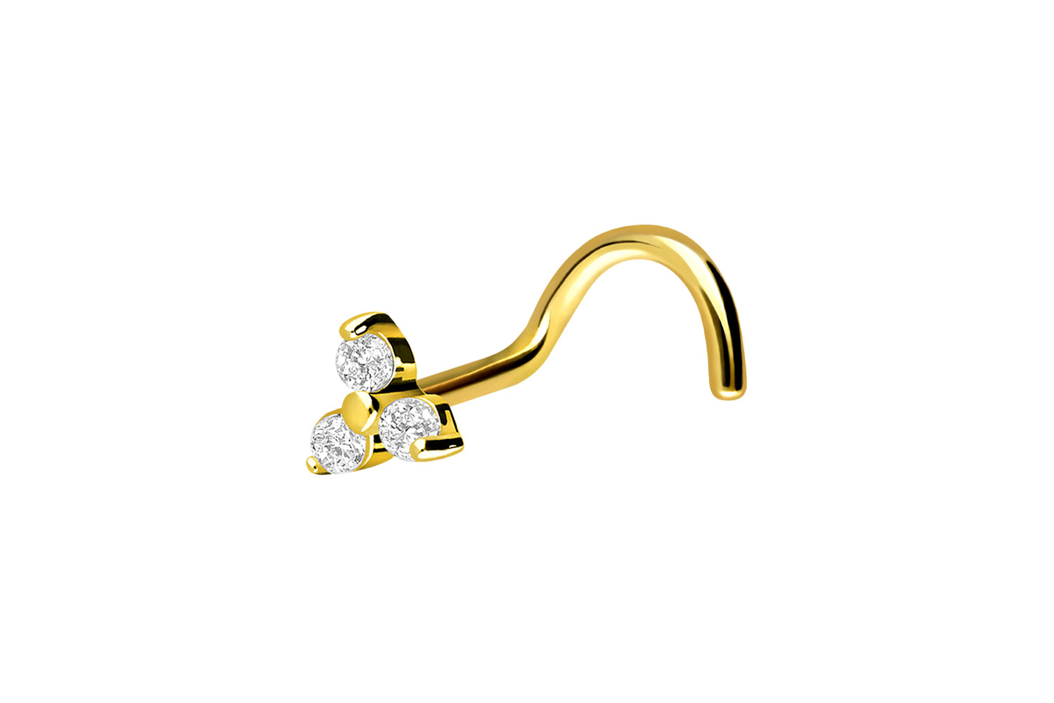 Surgical steel nose stud spiral CRYSTAL FLOWER