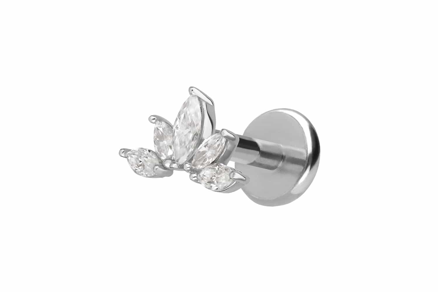 Titan Labret mit Innengewinde + 925er Silber Aufsatz MOISSANIT-LOTUSBLÜTE