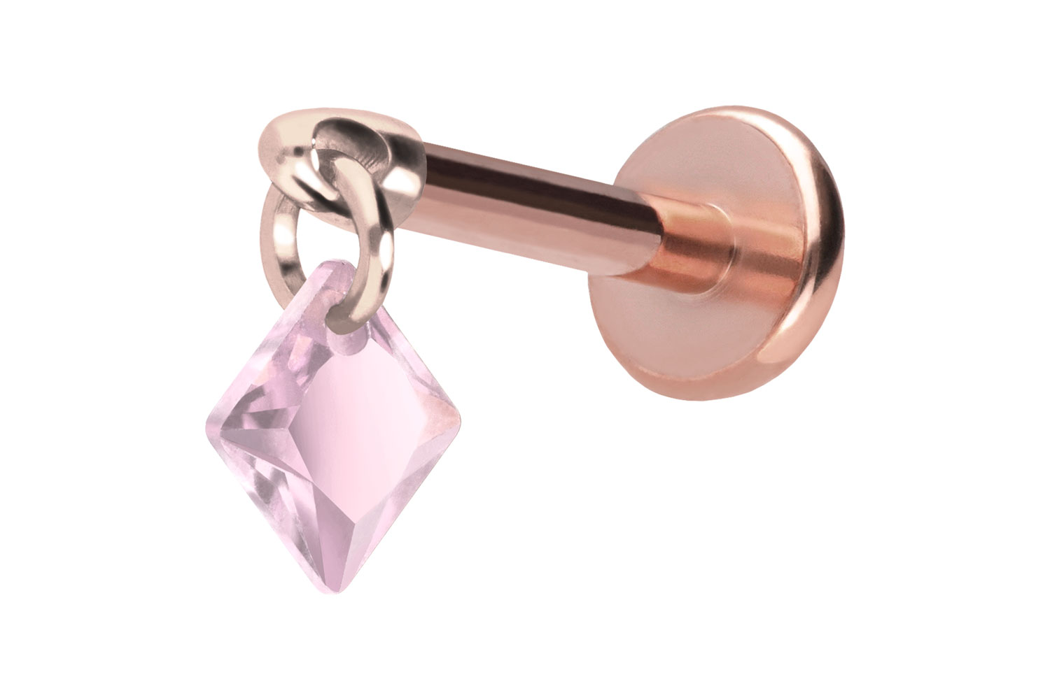 Titanium labret with push fit CRYSTAL SQUARE