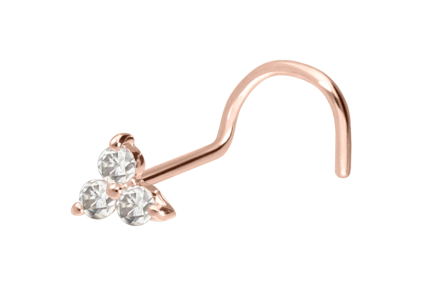 14/18 Karat Gold Nasenstecker Spirale MOISSANIT-BLUME