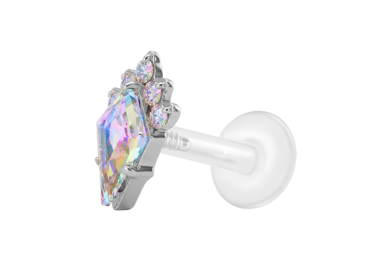 PTFE Labret mit Innengewinde + Titan-Aufsatz KRISTALLSCHILD