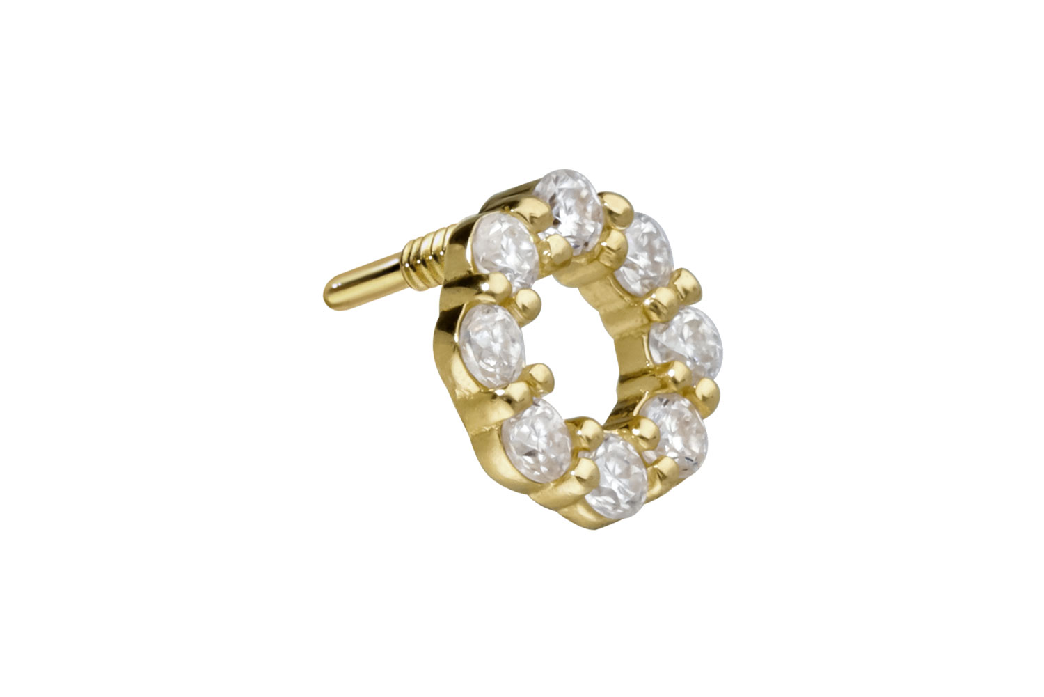 14 carat gold screw-in attachment with external thread MOISSANITE CIRCLE