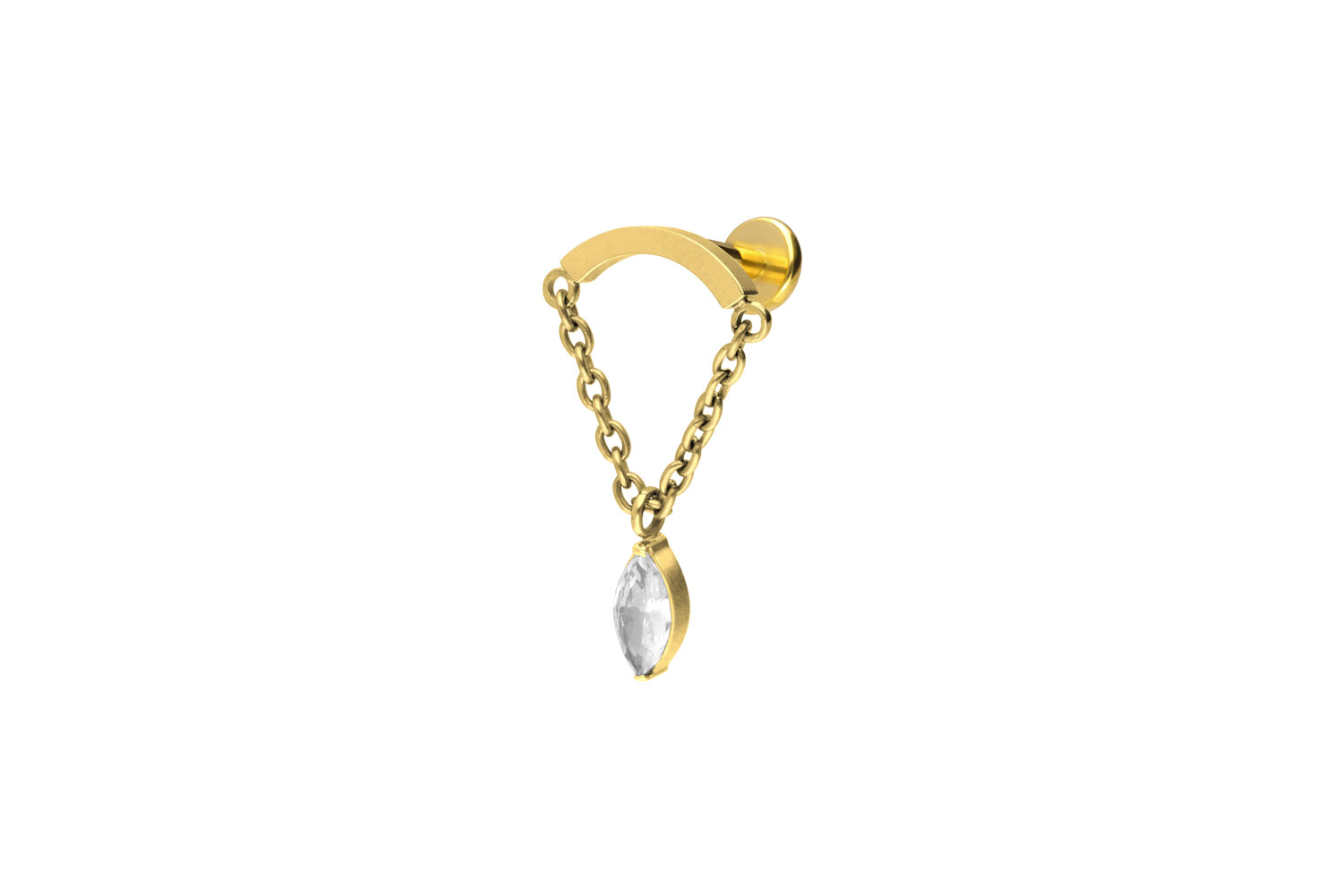 Titan Labret mit Push Fit BOGEN + KETTE + KRISTALLTROPFEN