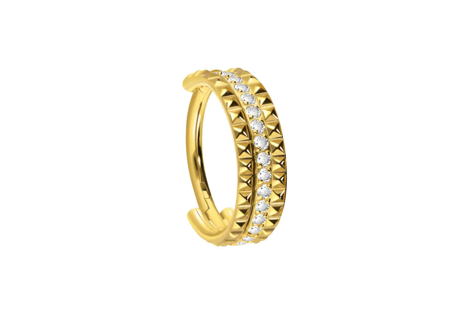 Titanium segment ring clicker RIVETS + SETTED CRYSTALS