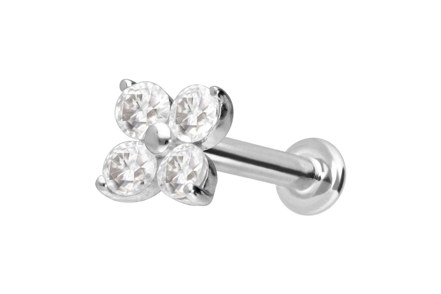 14 carat labret with internal thread MOISSANITE FLOWER