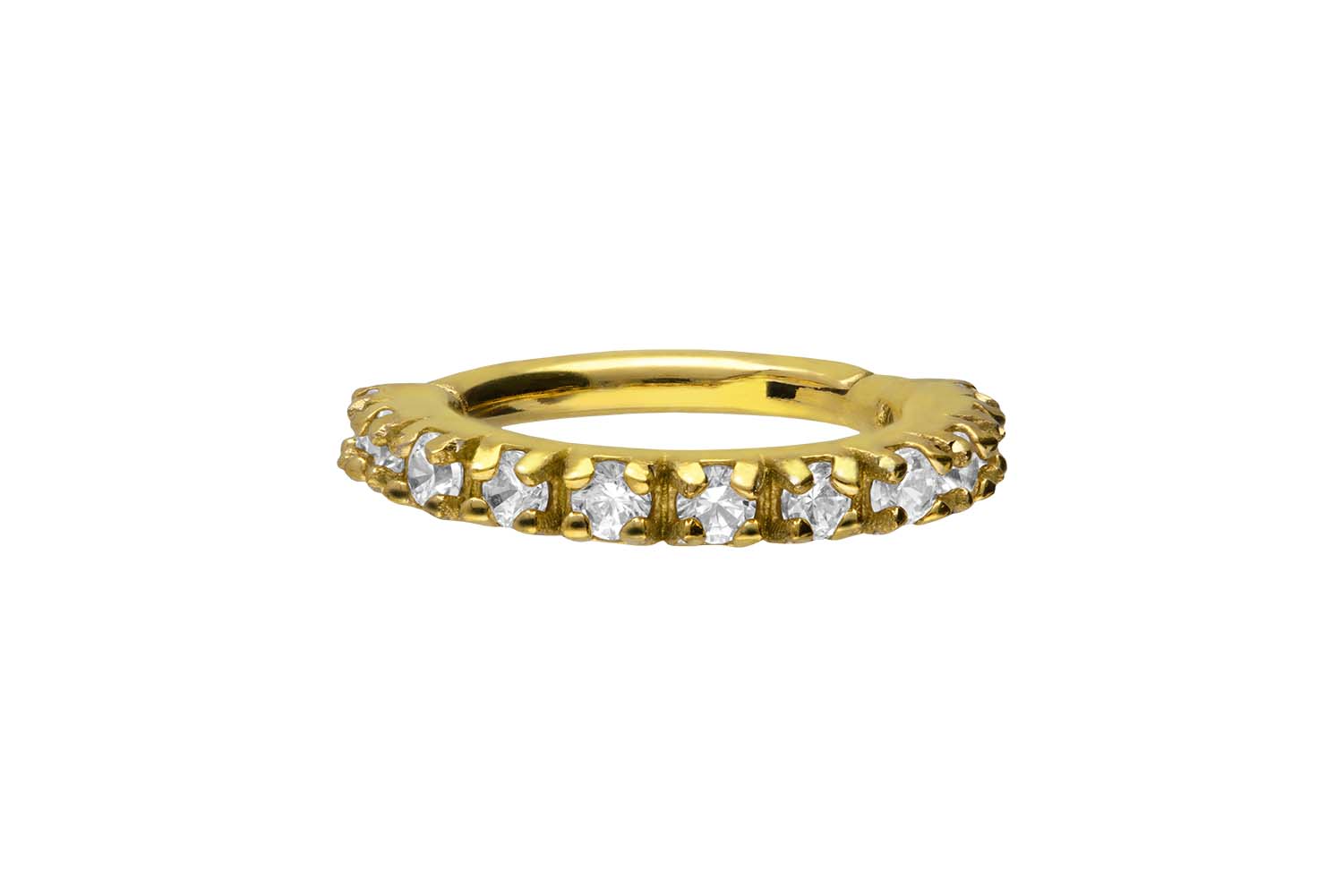 Surgical steel segment ring clicker SETTED CRYSTALS
