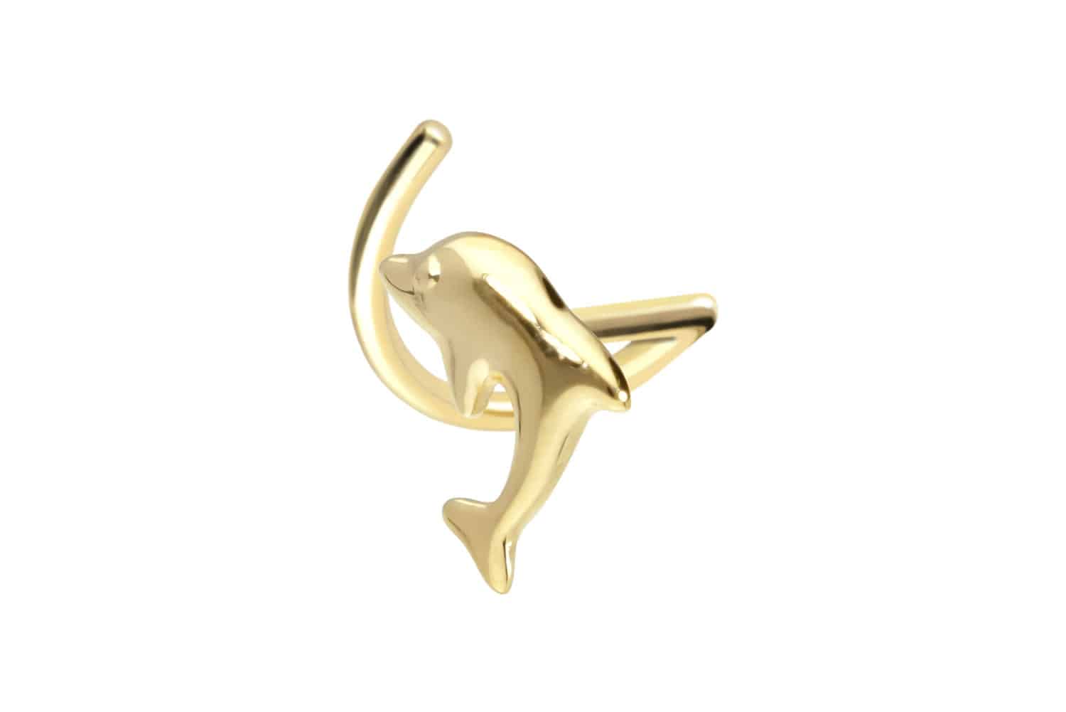 14/18 carat gold nose stud spiral DOLPHIN