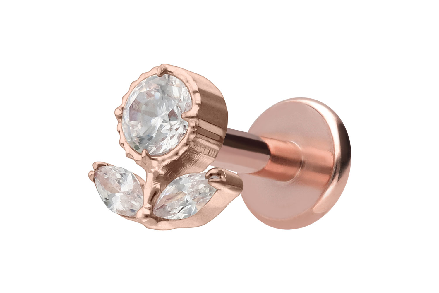 Titan Labret mit Innengewinde KRISTALLBLUME